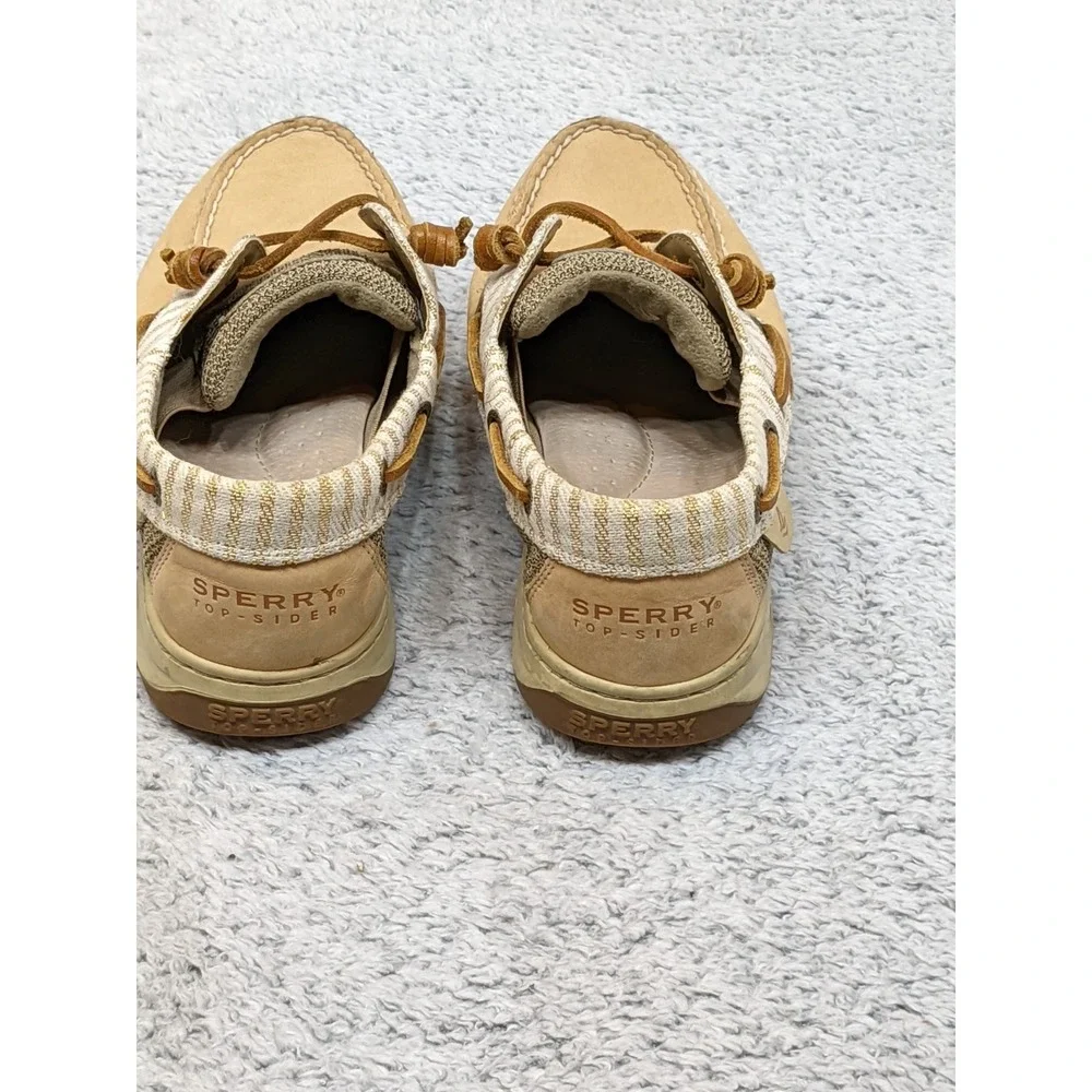 Sperry Topsiders Coastal Boat Fishing Tan Leather/Tweed Gold‎ Women's 9M Shoes